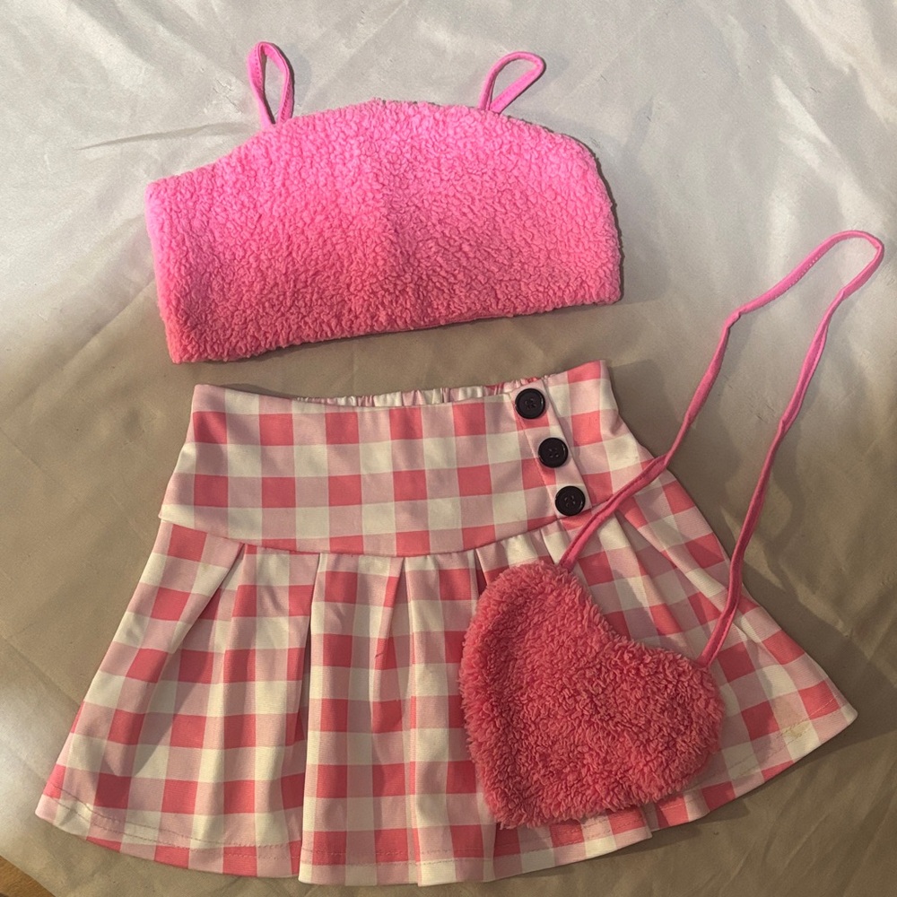 SHEIN Pink and White Kids Matching Set